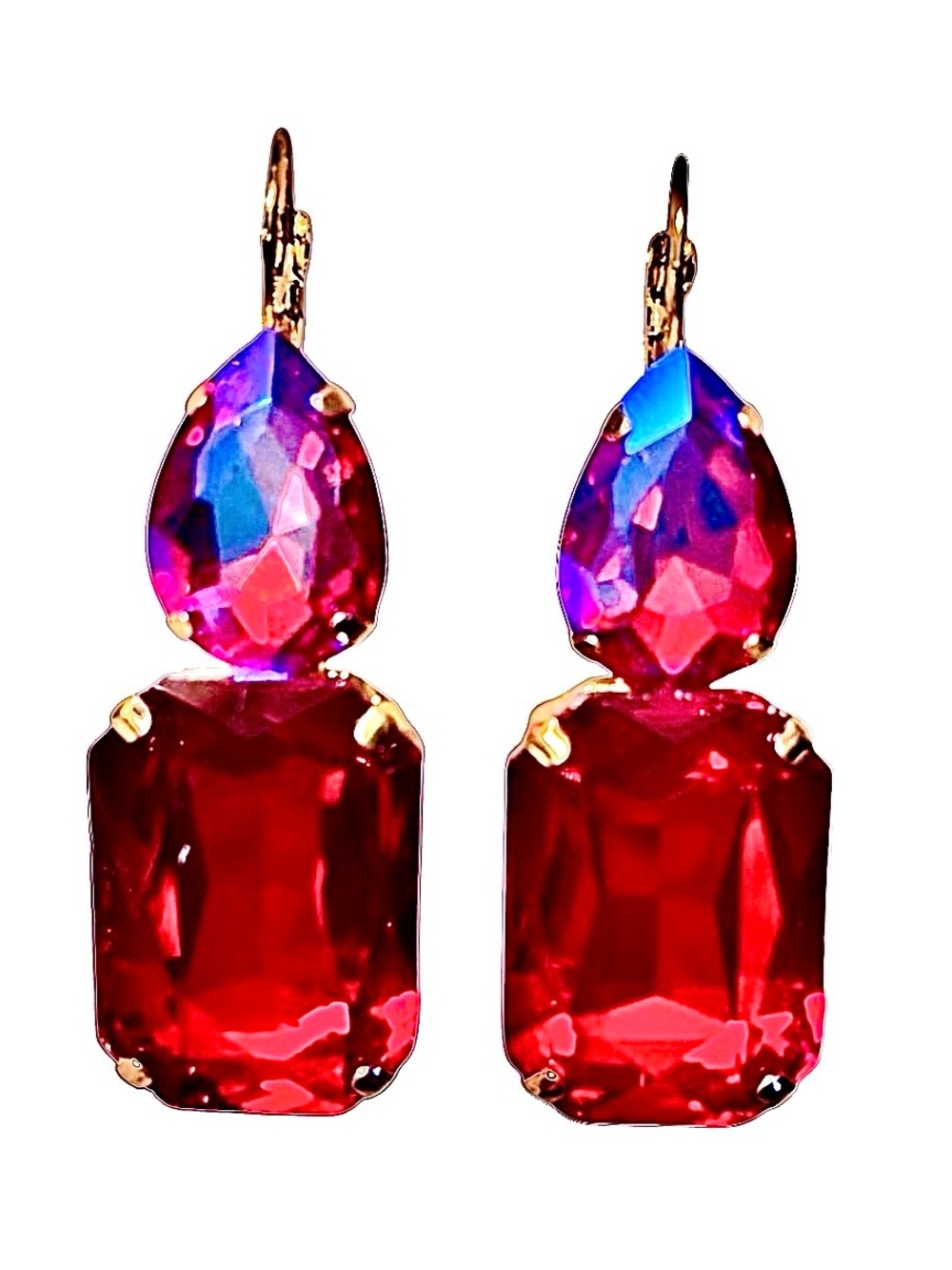 Pink & Red Lever Back Earrings